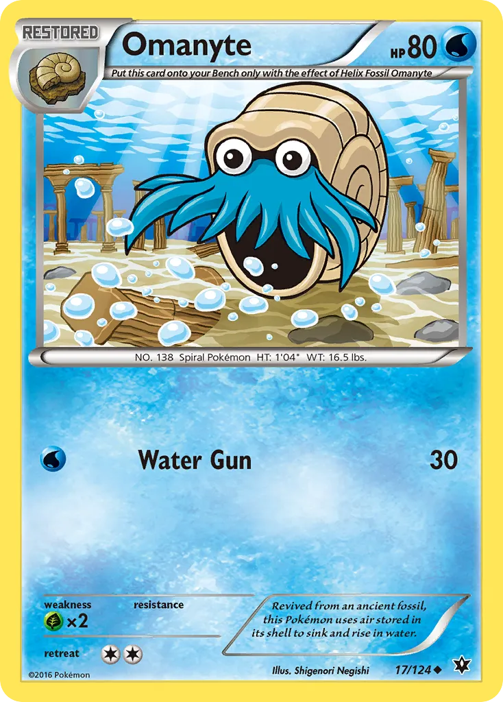 2016 Fates Collide Omanyte Uncommon #017/124 Uncommon card image