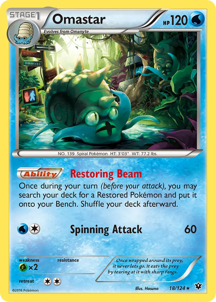 2016 Fates Collide Omastar Rare #018/124 Rare card image