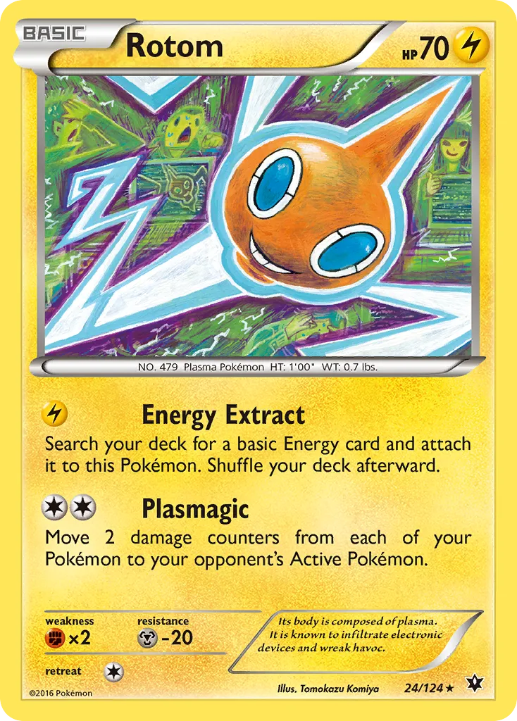 2016 Fates Collide Rotom Rare #024/124 Rare card image