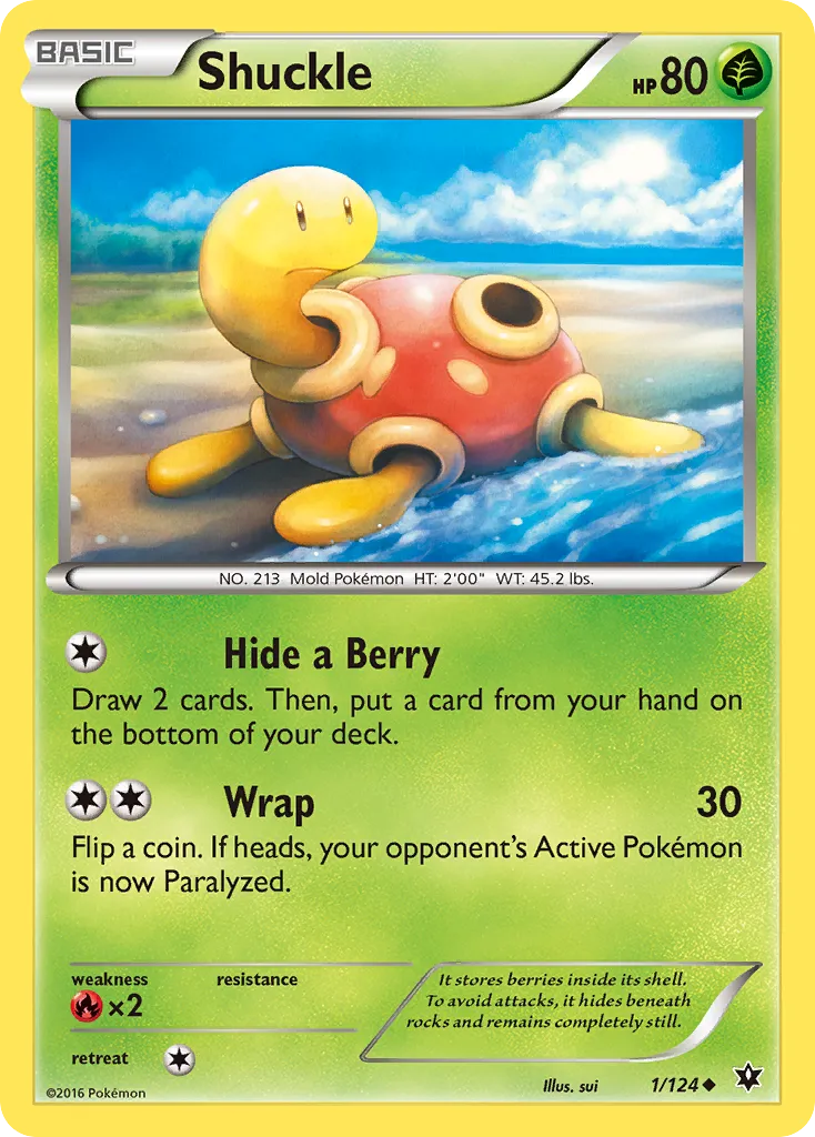2016 Fates Collide Shuckle Uncommon #001/124 Uncommon card image