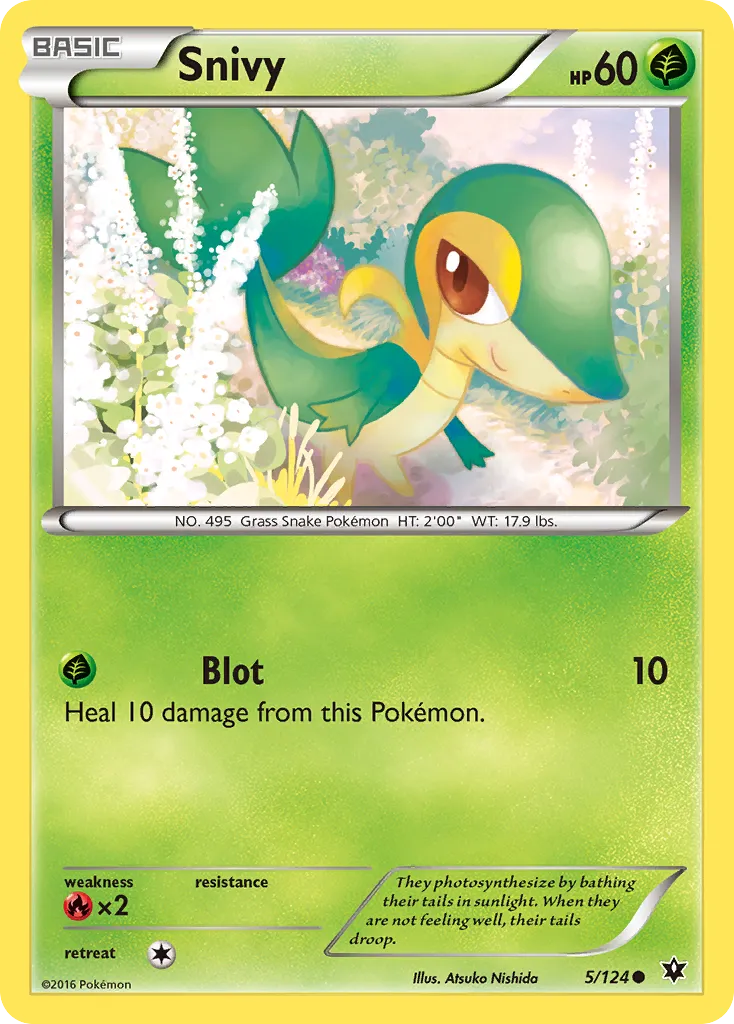 2016 Fates Collide Snivy Common #005/124 Common card image