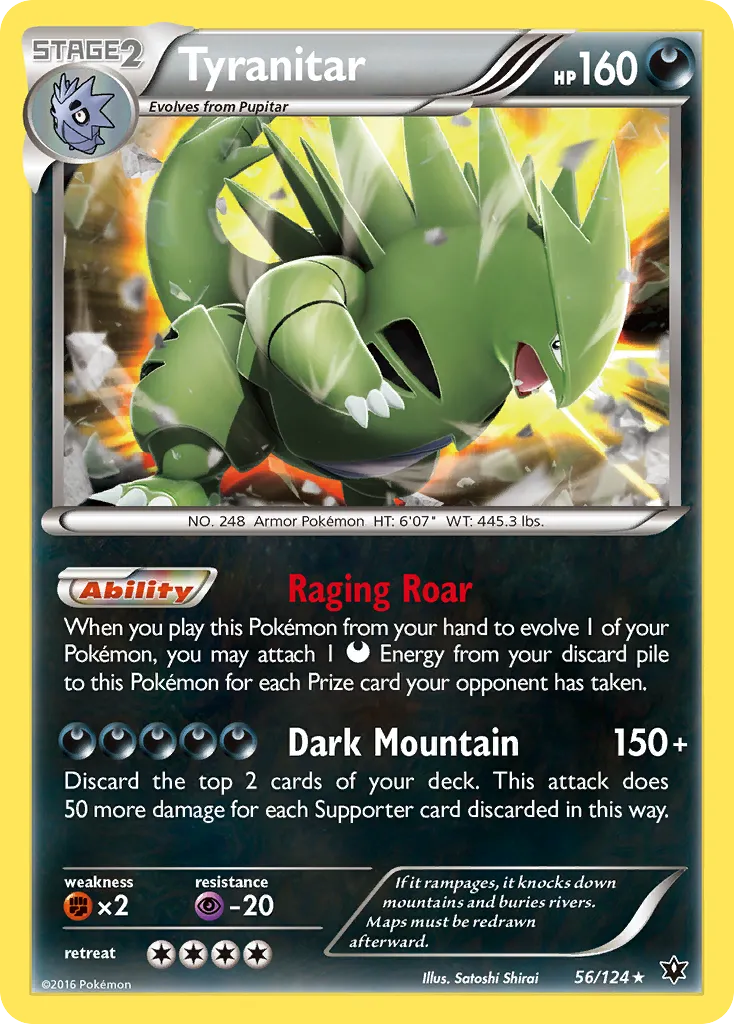 2016 Fates Collide Tyranitar #056/124 Rare Holo card image