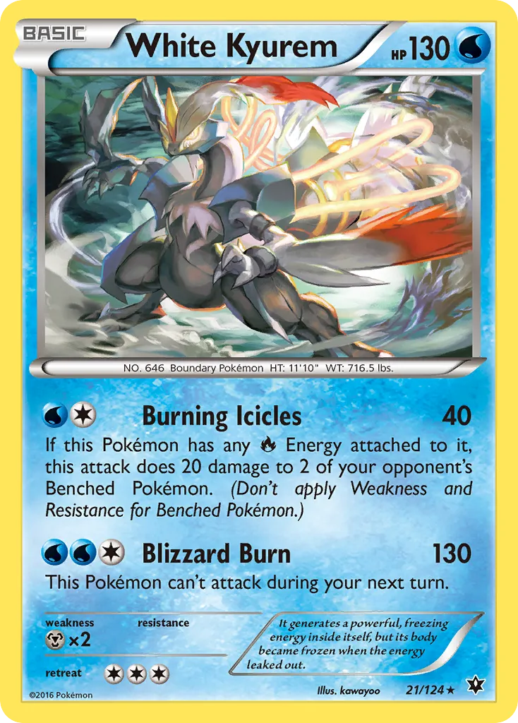 2016 Fates Collide White Kyurem #021/124 Rare Holo card image