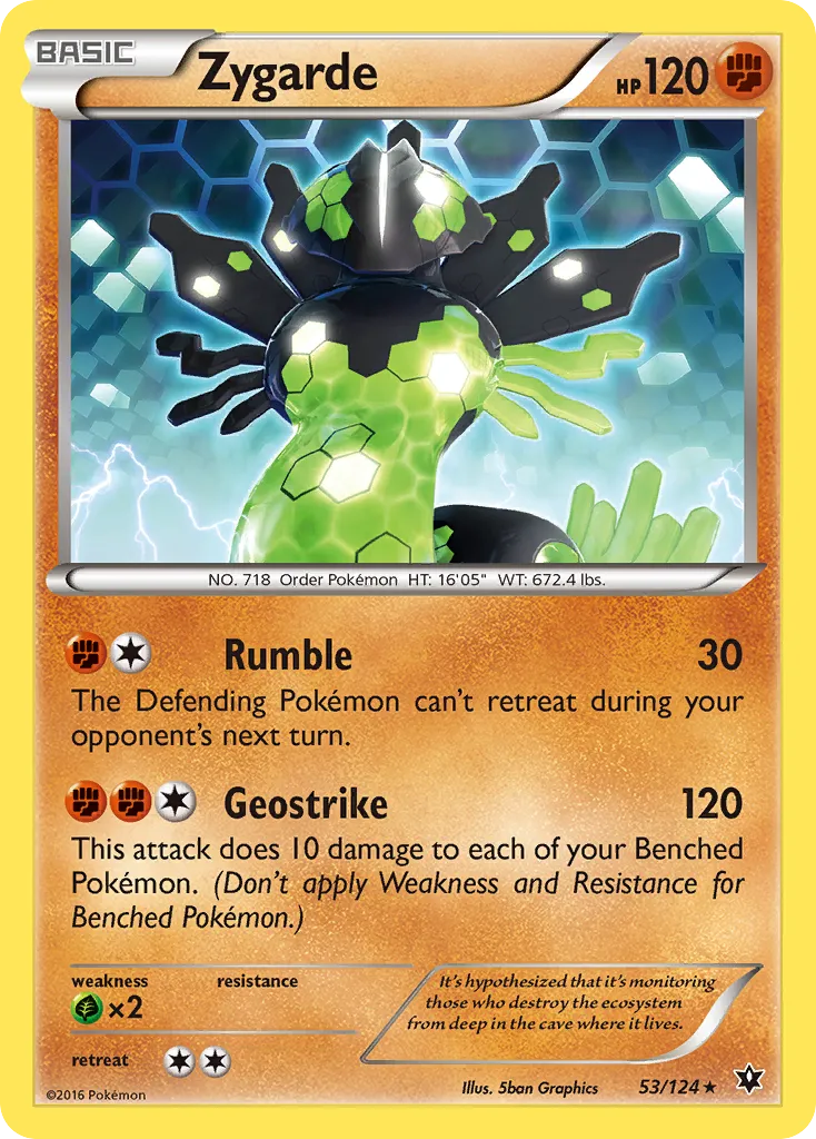 2016 Fates Collide Zygarde #053/124 Rare card image
