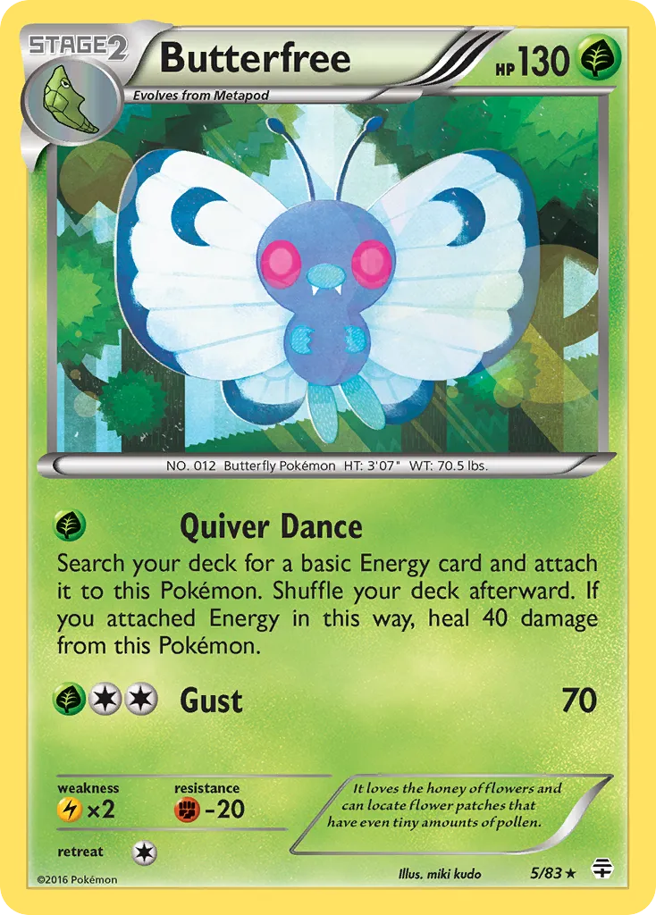 2016 Generations Butterfree Rare Holo #05/83 Rare Holo card image