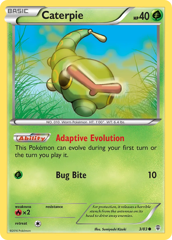 2016 Generations Caterpie Common #03/83 Common card image