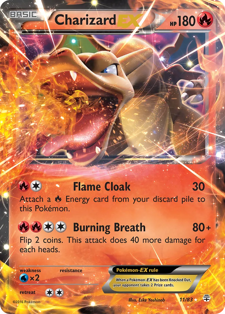 2016 Generations Charizard-EX Rare Holo EX #11/83 Rare Holo EX card image