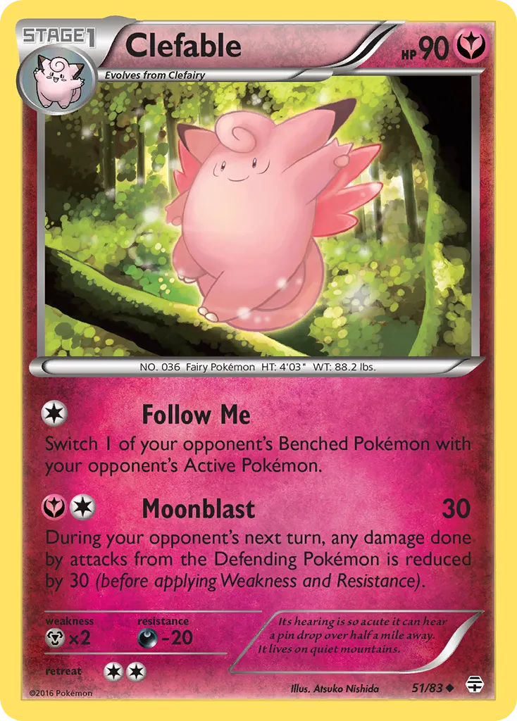 2016 Generations Clefable Uncommon #51/83 Uncommon card image
