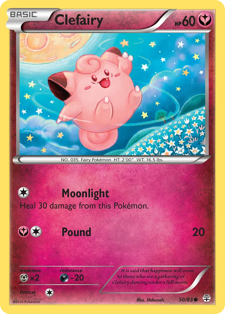 2016 Generations Clefairy Common #50/83 Common card image