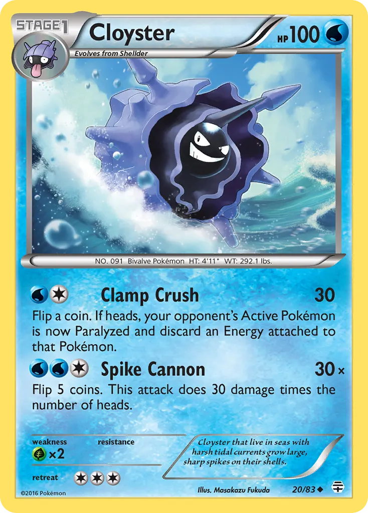 2016 Generations Cloyster Uncommon #20/83 Uncommon card image