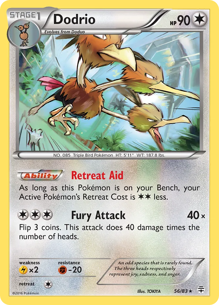 2016 Generations Dodrio Rare #56/83 Rare card image