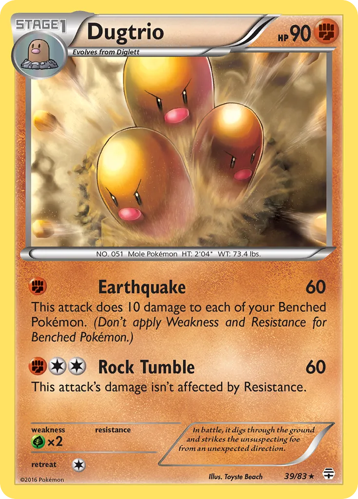 2016 Generations Dugtrio Rare #39/83 Rare card image