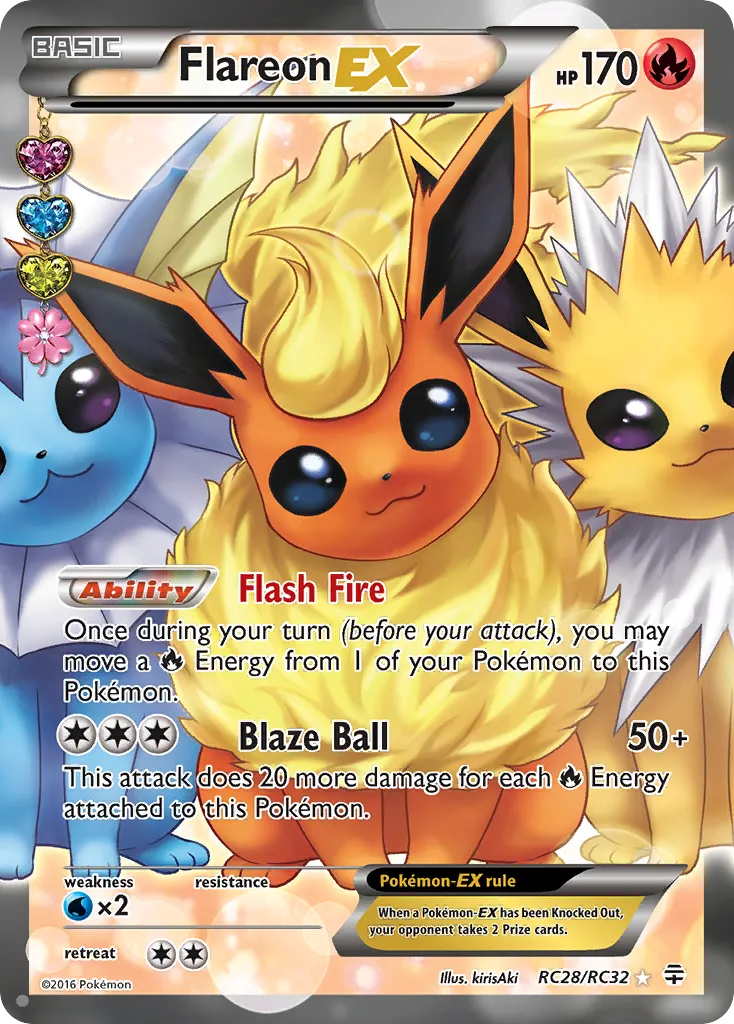 2016 Generations Flareon-EX #RC28 Rare Ultra card image