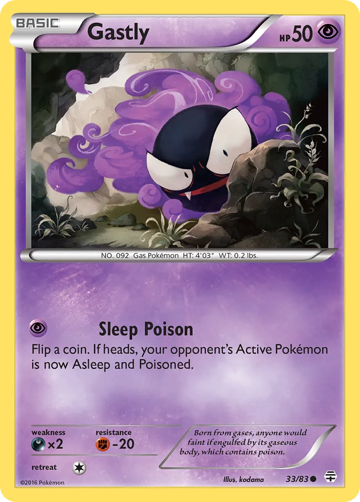 2016 Generations Gastly Common #33/83 Common card image
