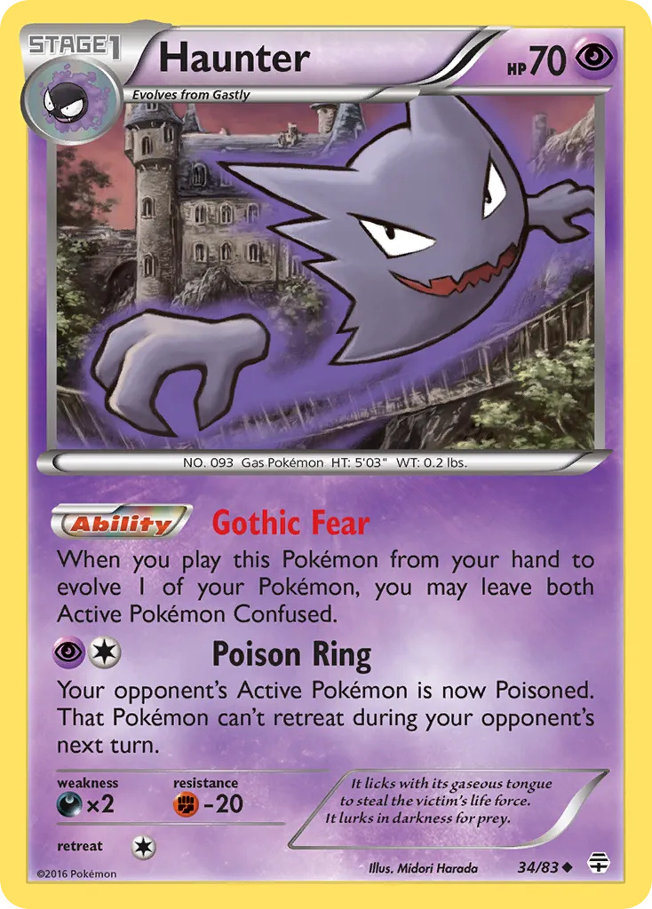 2016 Generations Haunter #34/83 Uncommon card image