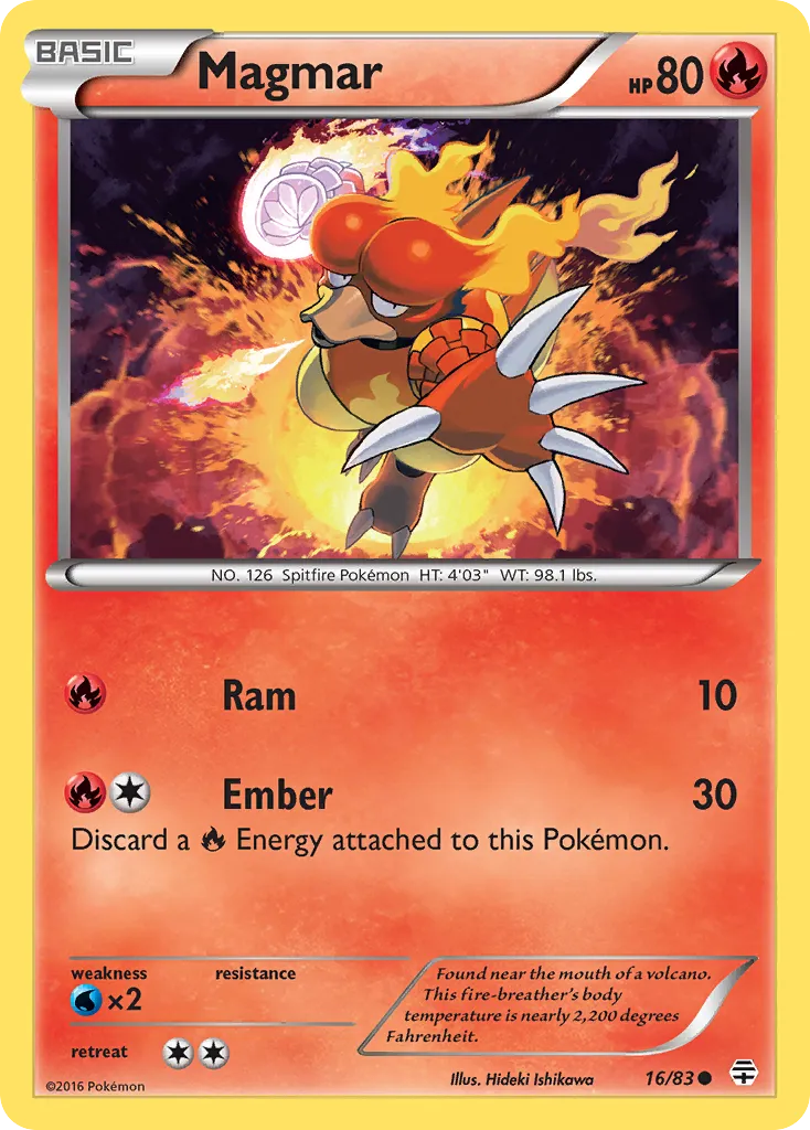 2016 Generations Magmar Common #16/83 Common card image