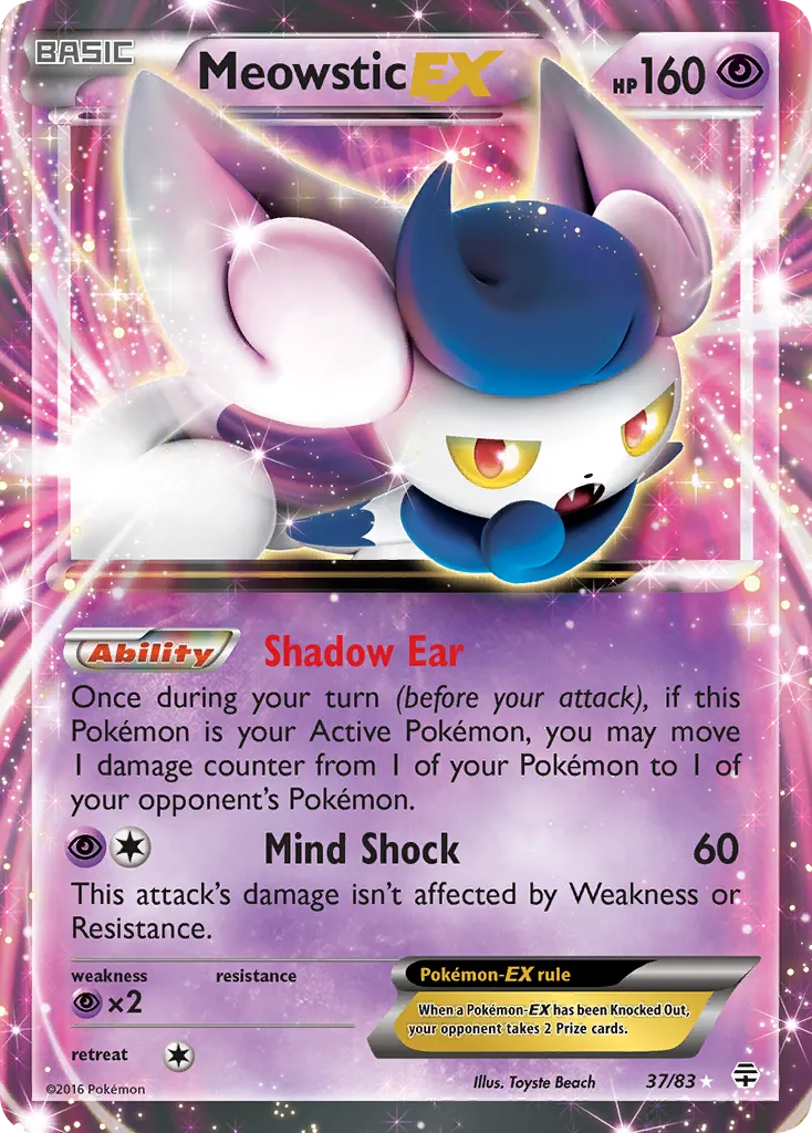 2016 Generations Meowstic-EX Rare Holo EX #37/83 Rare Holo EX card image