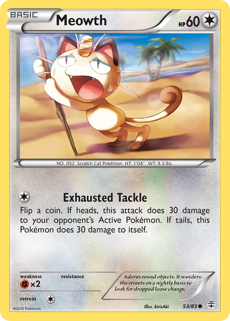 2016 Generations Meowth Common #53/83 Common card image