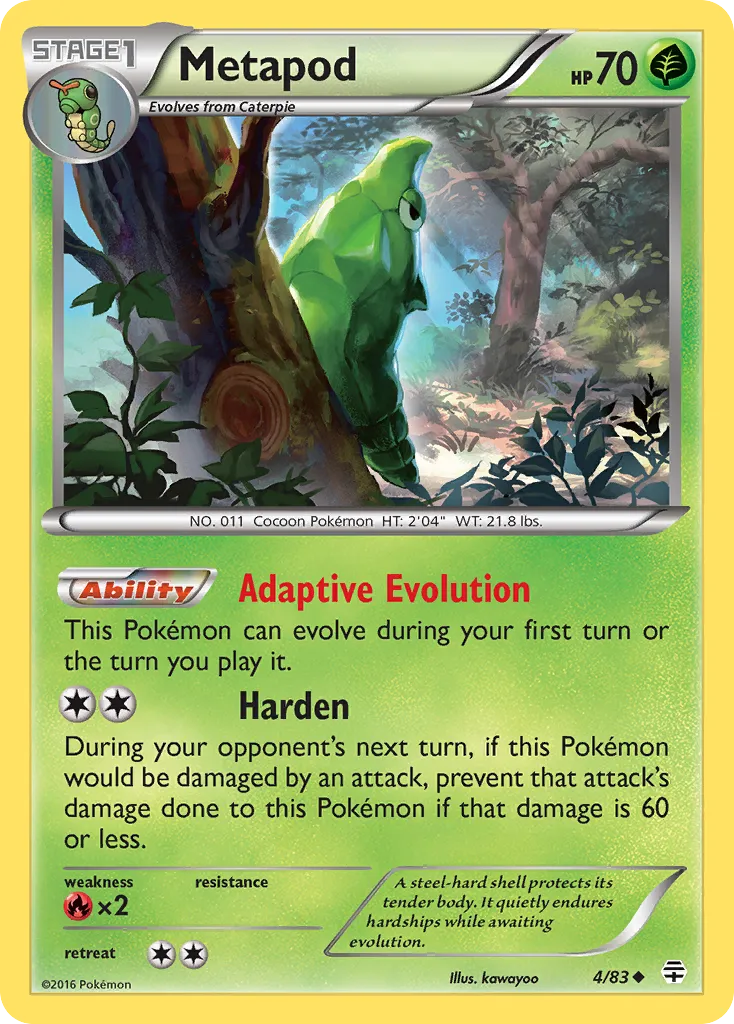 2016 Generations Metapod Uncommon #04/83 Uncommon card image