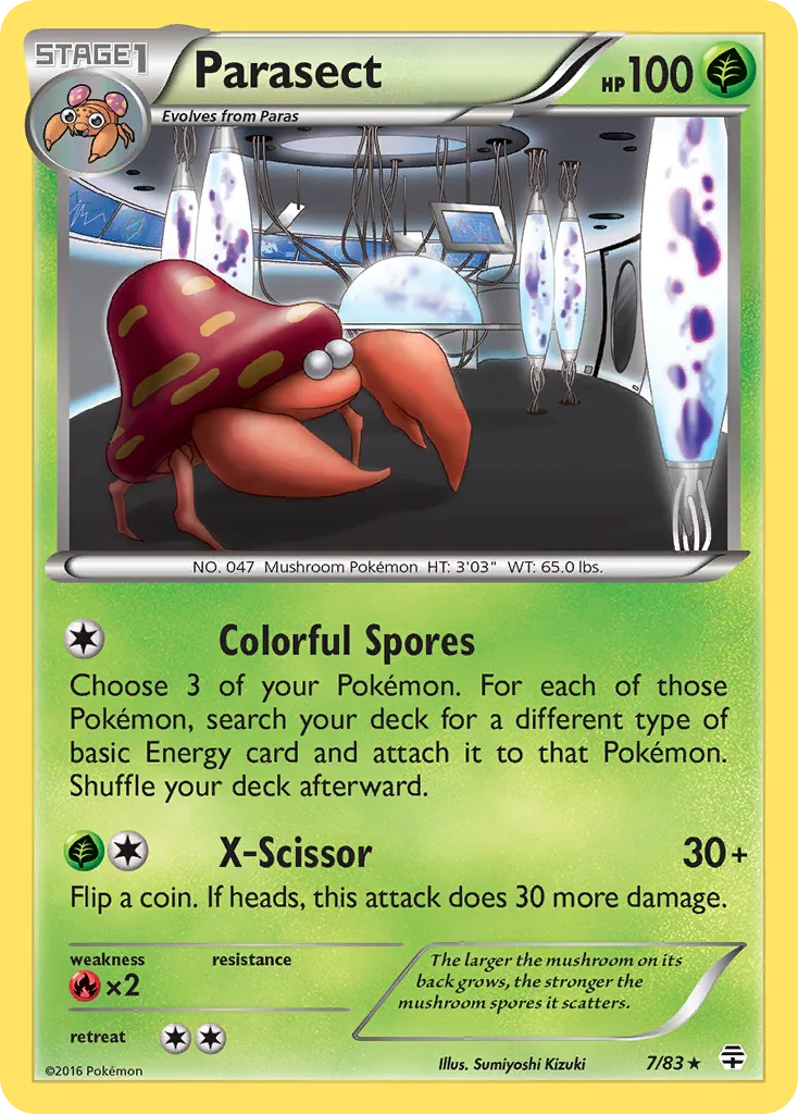2016 Generations Parasect Rare #07/83 Rare card image