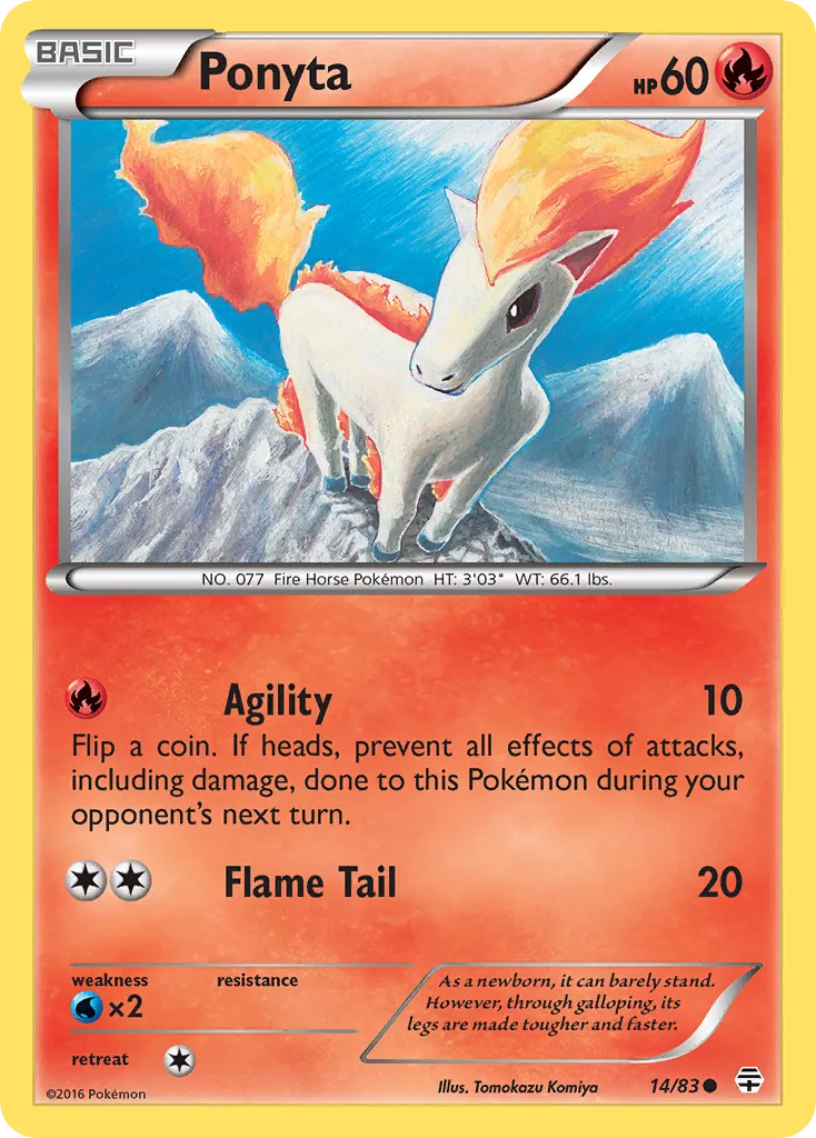 2016 Generations Ponyta Common #14/83 Common card image