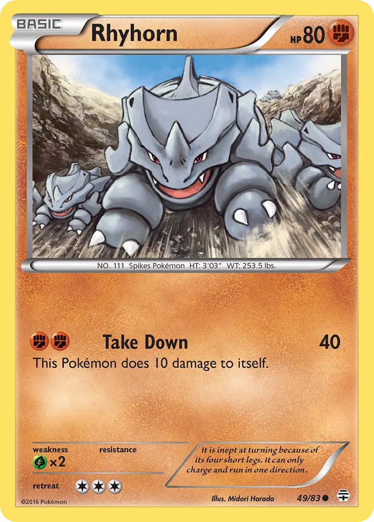 2016 Generations Rhyhorn Common #49/83 Common card image