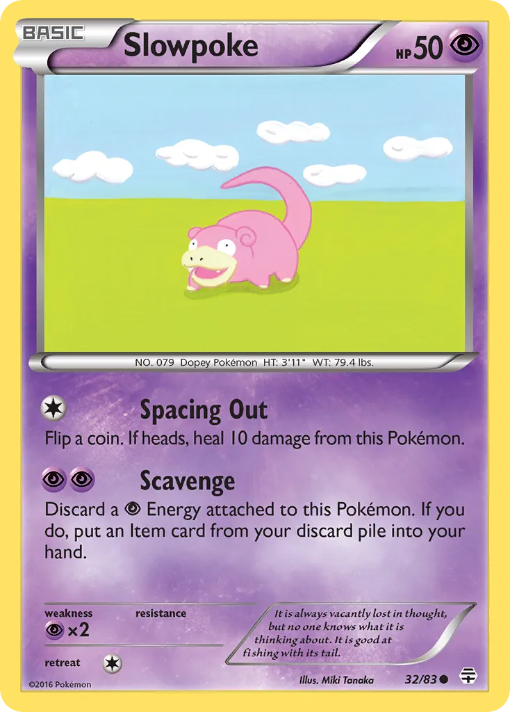 2016 Generations Slowpoke Common #32/83 Common card image