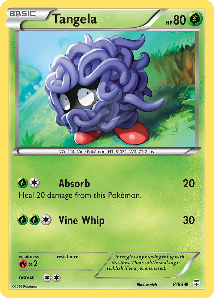 2016 Generations Tangela Common #08/83 Common card image