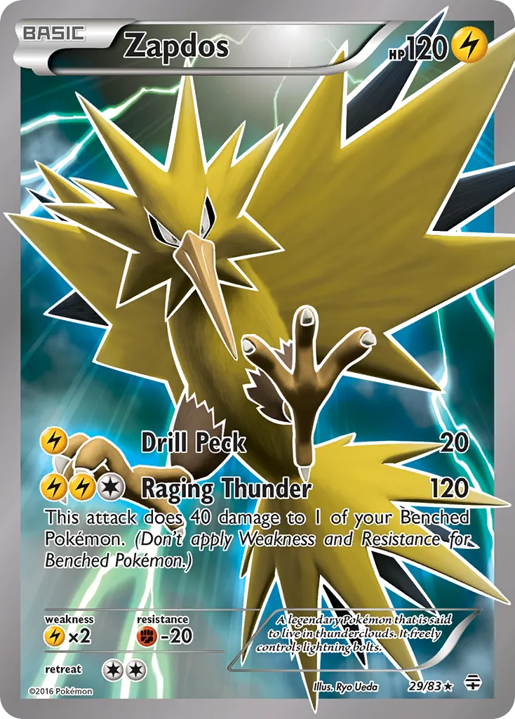 2016 Generations Zapdos Rare Holo #29/83 Rare Holo card image