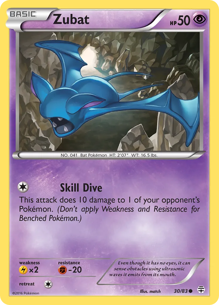 2016 Generations Zubat Common #30/83 Common card image