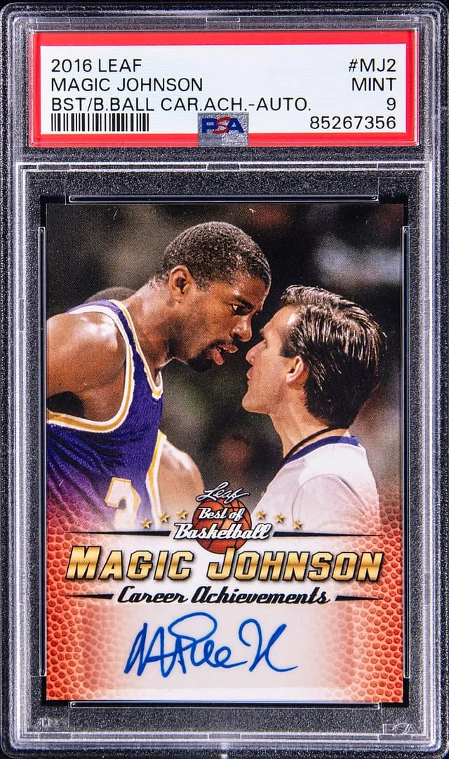 2016 Leaf Magic Johnson Best Of Basketball Career Achievements Autograph #MJ2 card image
