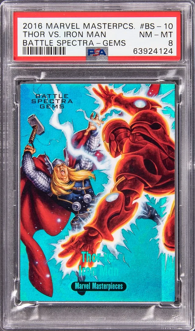 2016 Marvel Masterpieces Battle Spectra Gems Thor vs. Iron Man #BS-10 card image