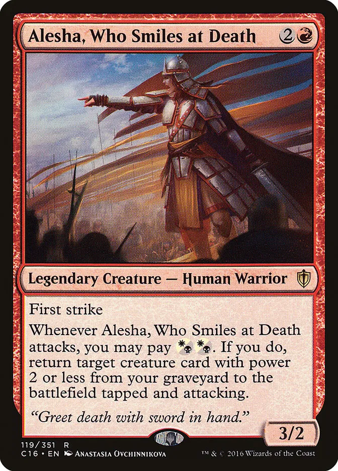 2016 Commander 2016 Alesha, Who Smiles at Death #119 rare card image