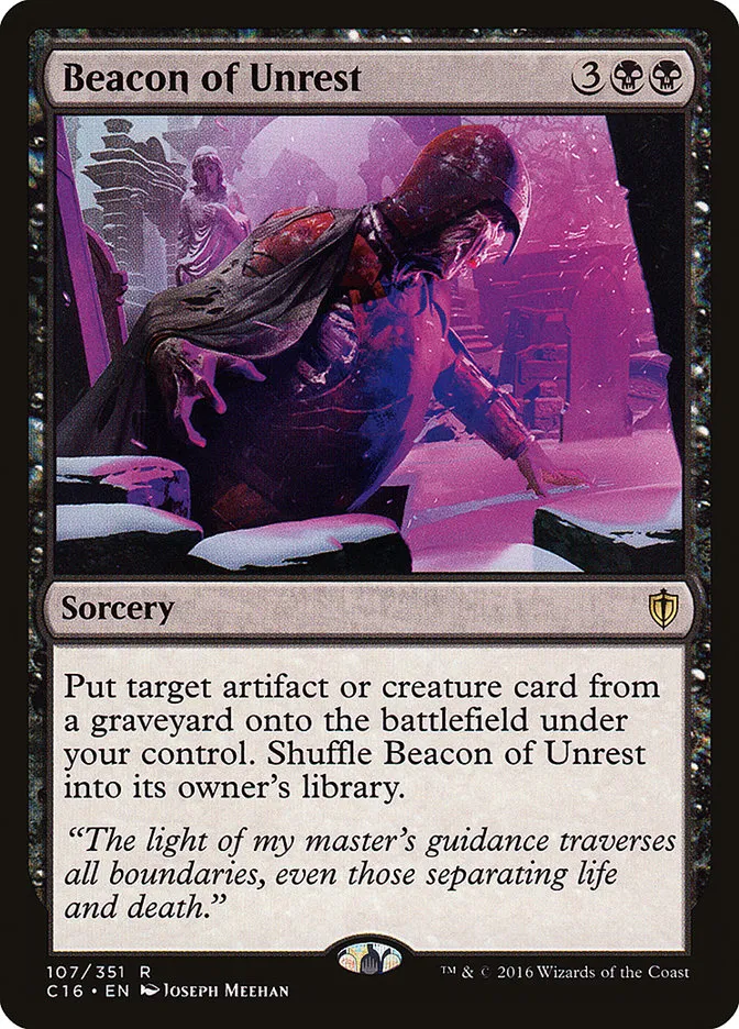 2016 Commander 2016 Beacon of Unrest #107 rare card image