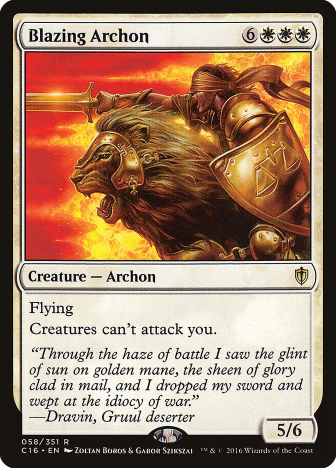 2016 Commander 2016 Blazing Archon rare #58 rare card image