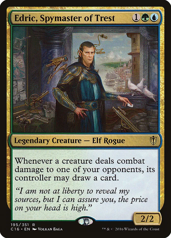 2016 Commander 2016 Edric, Spymaster of Trest #195 rare card image