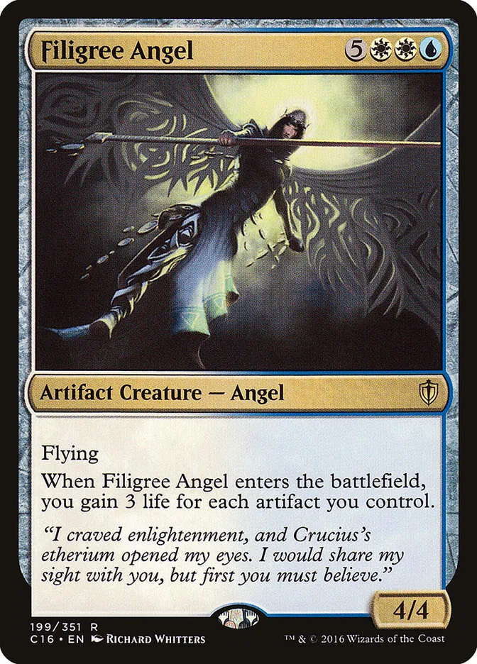 2016 Commander 2016 Filigree Angel #199 rare card image