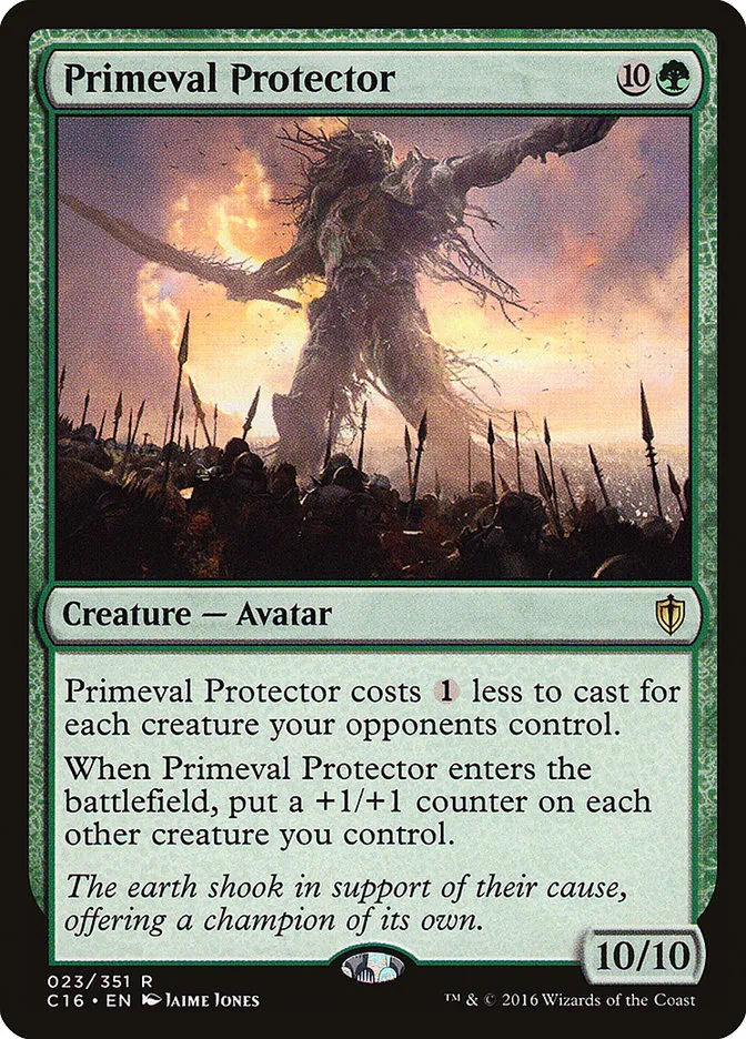 2016 Commander 2016 Primeval Protector rare #23 rare card image