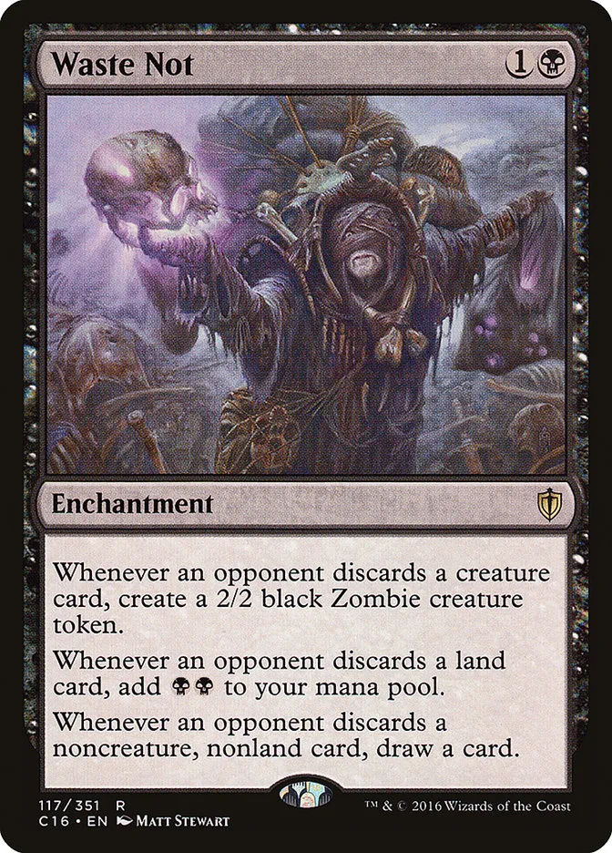 2016 Commander 2016 Waste Not rare #117 rare card image