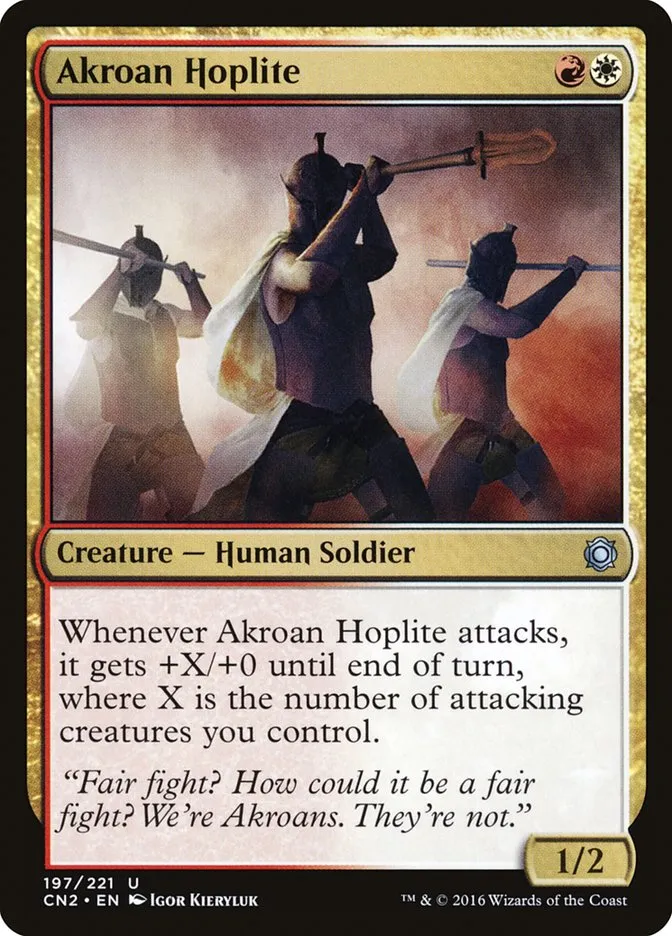 2016 Conspiracy: Take the Crown Akroan Hoplite #197 uncommon card image