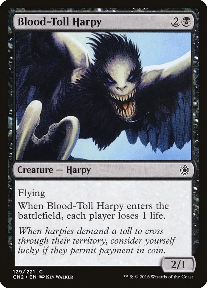 2016 Conspiracy: Take the Crown Blood-Toll Harpy #129 common card image