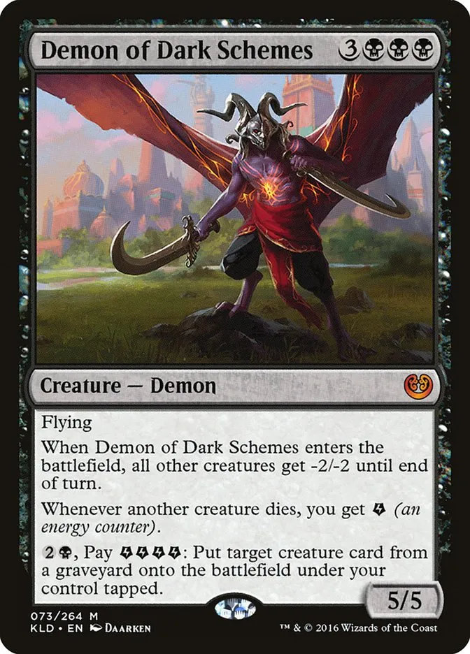 2016 Kaladesh Demon of Dark Schemes mythic #73 mythic card image