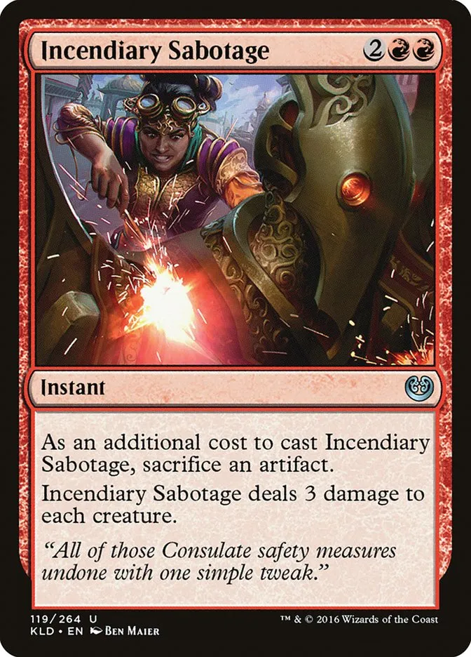 2016 Kaladesh Incendiary Sabotage #119 uncommon card image