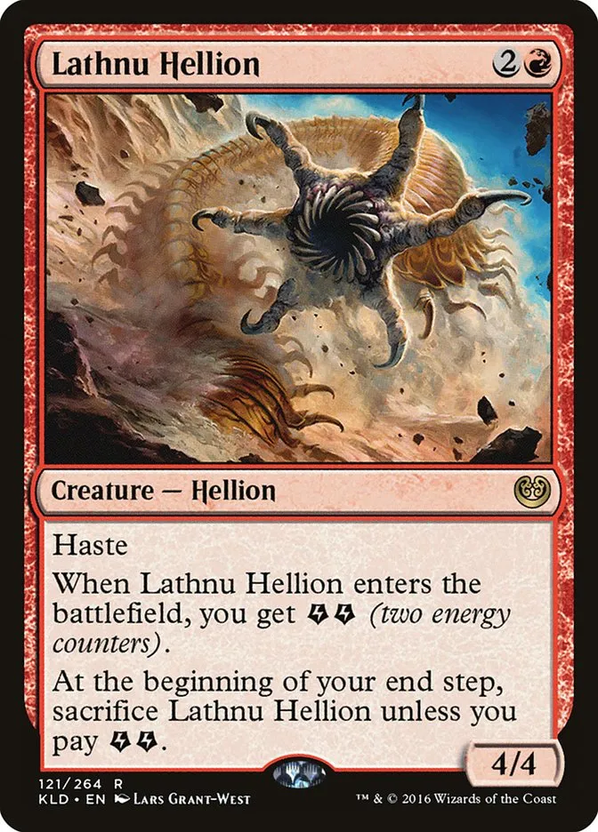 2016 Kaladesh Lathnu Hellion #121 rare card image