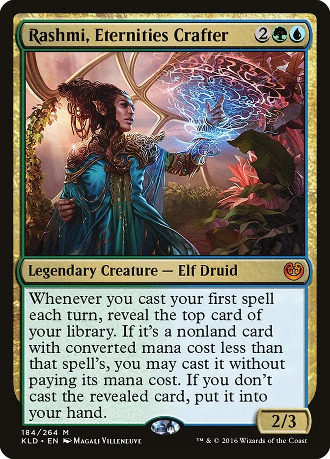 2016 Kaladesh Rashmi, Eternities Crafter #184 mythic card image