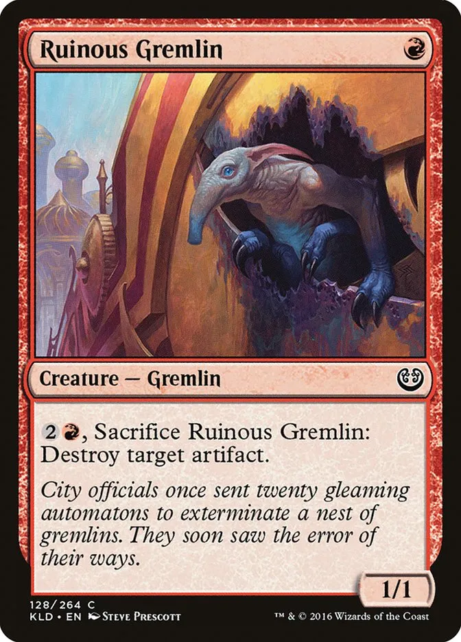 2016 Kaladesh Ruinous Gremlin #128 common card image