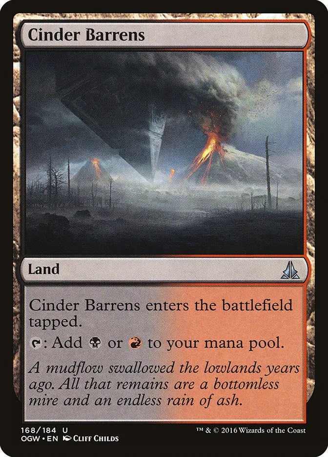 2016 Oath of the Gatewatch Cinder Barrens #168 uncommon card image