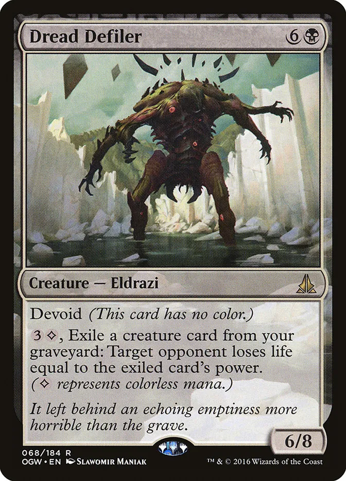 2016 Oath of the Gatewatch Dread Defiler rare #68 rare card image