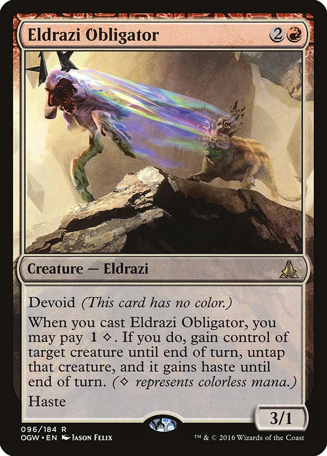 2016 Oath of the Gatewatch Eldrazi Obligator #96 rare card image