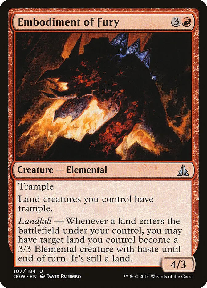 2016 Oath of the Gatewatch Embodiment of Fury #107 uncommon card image